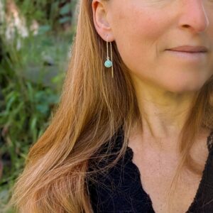 Boucles d'oreilles longues amazonite argent