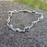 Bracelet argent et obsidienne flocon de neige