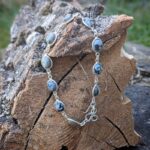 Bracelet argent et obsidienne flocon de neige