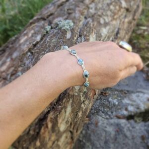 Bracelet argent et obsidienne flocon de neige