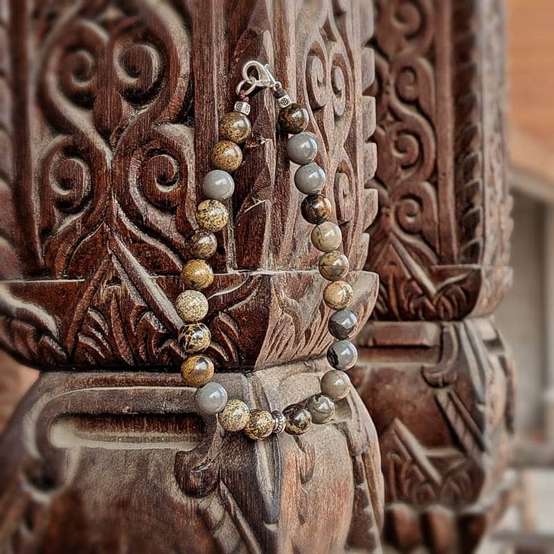 Bracelet homme en perles naturelles jaspe COFFEE BEAN Bracelet homme en perles naturelles jaspe COFFEE BEAN