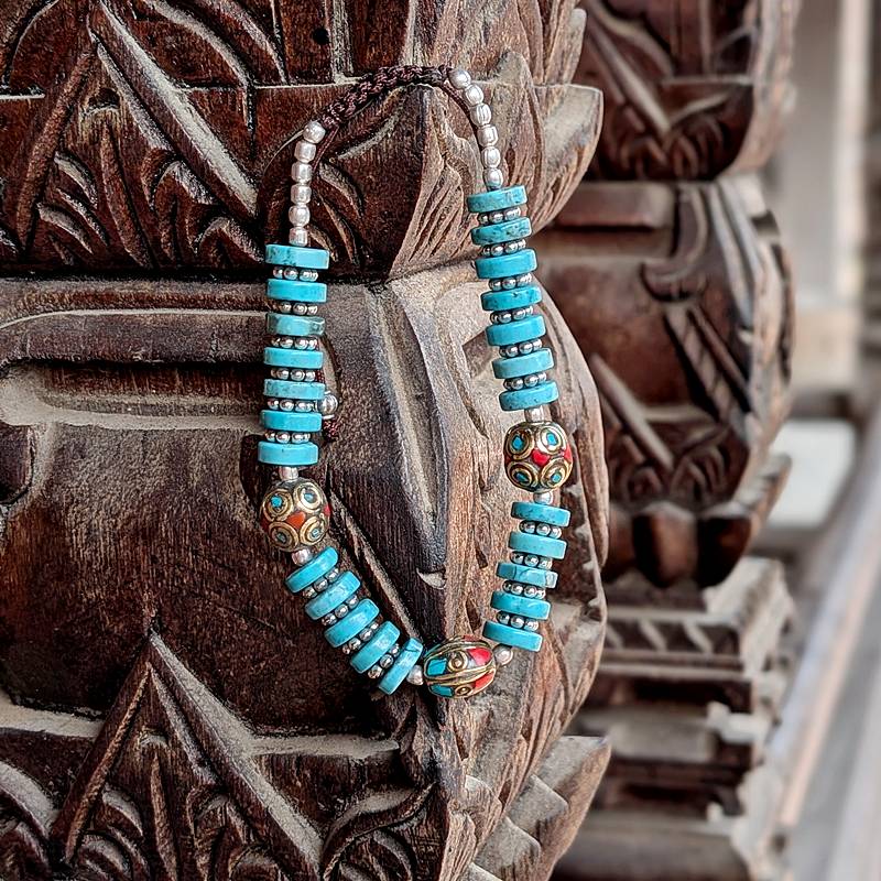 Bracelet tibétain turquoise réglable TARA Bracelet tibétain turquoise réglable TARA