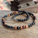 Collier homme ALTAÏ en pierre de lave et bois