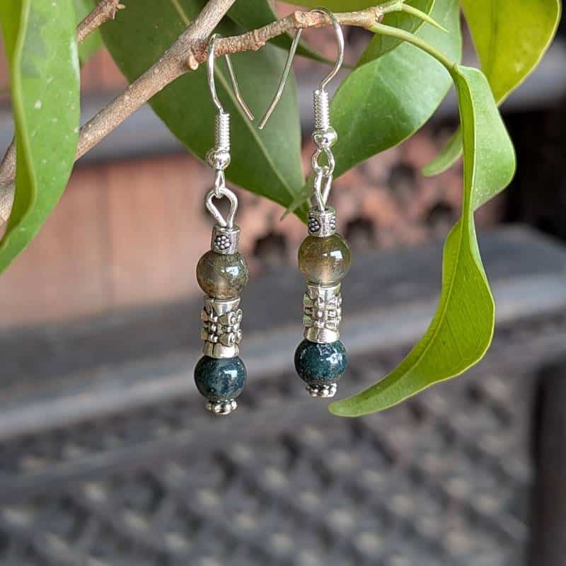 Boucles d'oreilles en jaspe vert CANOPÉE Boucles d'oreilles en jaspe vert CANOPÉE