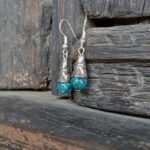 Boucles d'oreilles népalaises en azurite malachite argentées