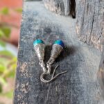 Boucles d'oreilles népalaises en azurite malachite argentées