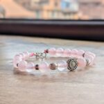 Bracelet fait-main en quartz rose CÉLESTE