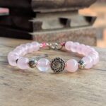 Bracelet fait-main en quartz rose CÉLESTE