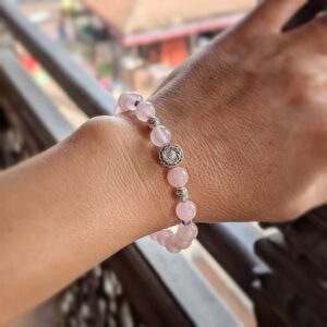 Bracelet fait-main en quartz rose CÉLESTE