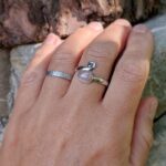 Bague ajustable quartz rose argent - Omyoki