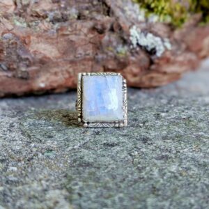 Bague pierre de lune argent ajustable