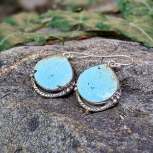 Grandes boucles d'oreilles argent et larimar