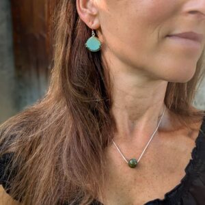 Grandes boucles d'oreilles argent et larimar