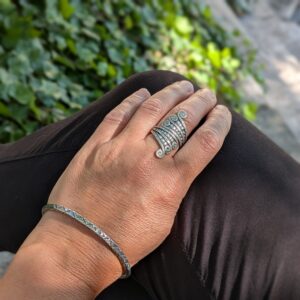 Bague ajustable argent PAPILLON