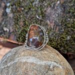 Bague ethnique ajustable en agate brune