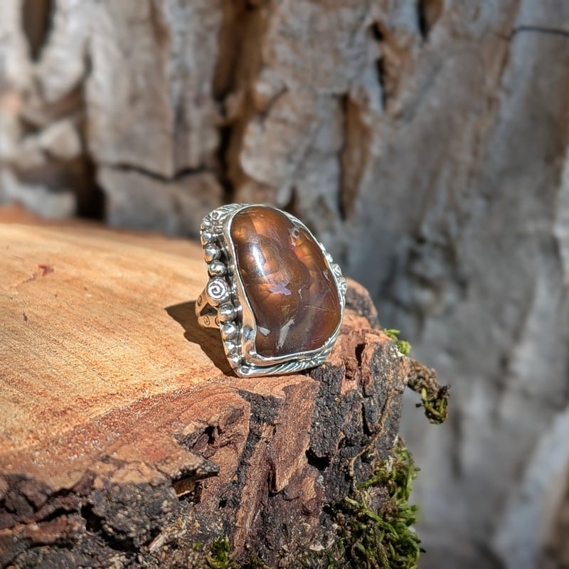 Bague ethnique ajustable en agate brune Bague ethnique ajustable en agate brune
