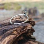 Bague fine ajustable argent et onyx vert