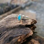 Bague fine ajustable argent et onyx vert