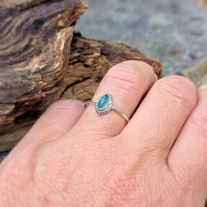 Bague fine ajustable argent et onyx vert