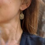 Boucles d'oreilles arbre de vie dorées rectangles