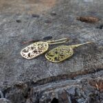 Boucles d'oreilles arbre de vie dorées rectangles