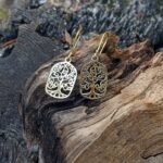 Boucles d'oreilles arbre de vie dorées rectangles