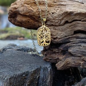 Collier arbre de vie doré rectangle