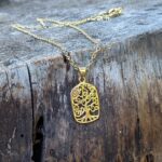 Collier arbre de vie doré rectangle